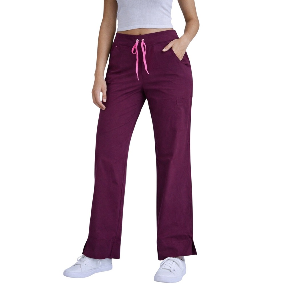 Smitten Scrub Pants Women's XSM Plum Purple Cargo Drawstring‎ Bottom Slit